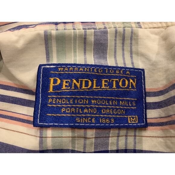 Pendleton Mens Plaid Checkered Button Up Long Sleeve Shirt Size M MEDIUM - Picture 4 of 6
